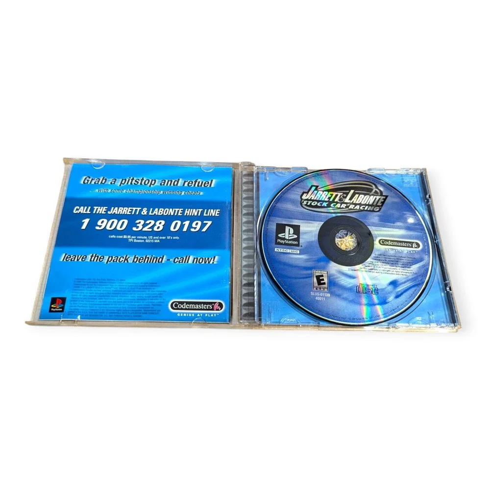 Jarrett & Labonte Stock Car Racing Sony PlayStation 1 PS1 Codemasters 2000 CIB